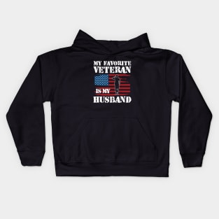 Veterans Wife - My favorite veteran is my husband w Kids Hoodie